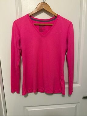 Nike Women's Hot Pink V-Neck Long Sleeve Top
